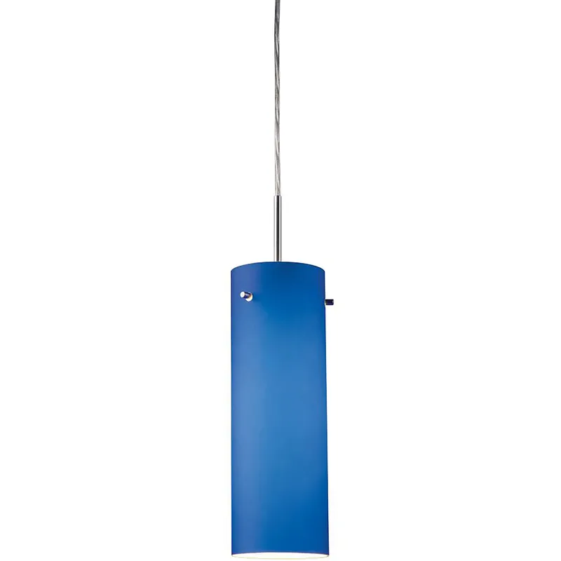 Titan LED 4 inch Matte Chrome Large Pendant Ceiling Light in Blue Glass Budget