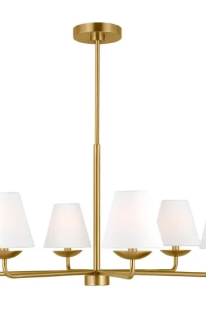 Best Seller Drew & Jonathan Scott Albion 6 Light 34 inch Satin Brass Chandelier Ceiling Light