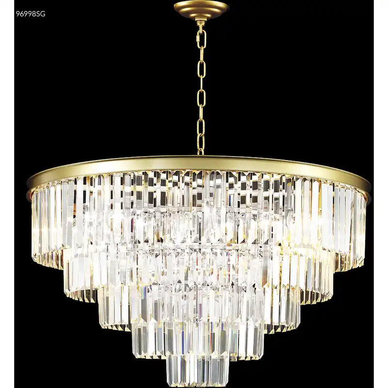 Wholesale Contemporary Europa Satin Gold Crystal Chandelier Ceiling Light