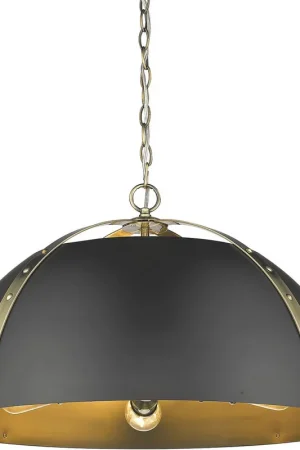 Aldrich Pendant Ceiling Light in Aged Brass, Matte Black Markdown
