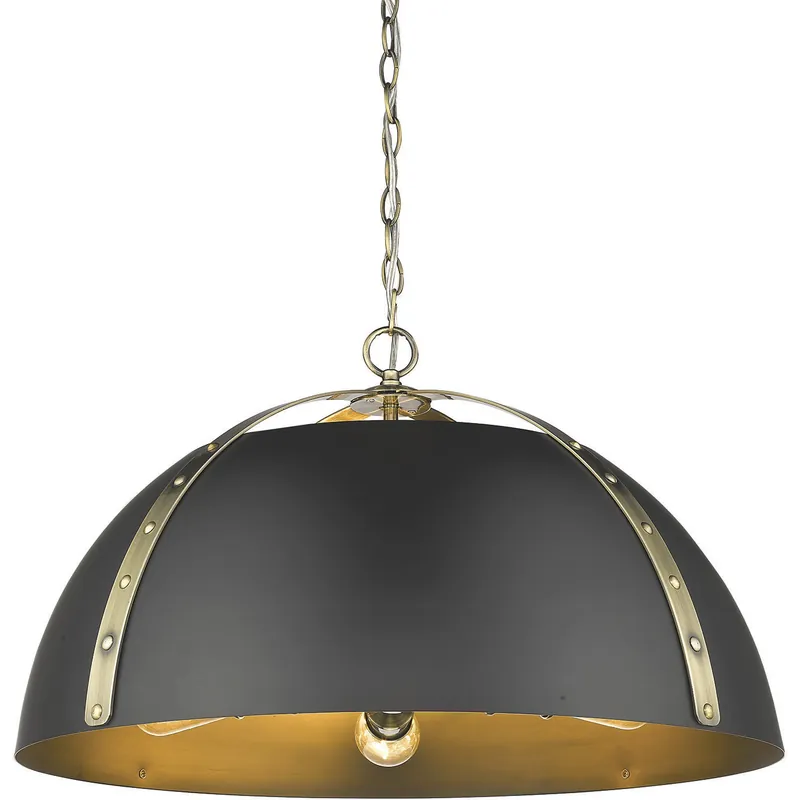 Aldrich Pendant Ceiling Light in Aged Brass, Matte Black Markdown