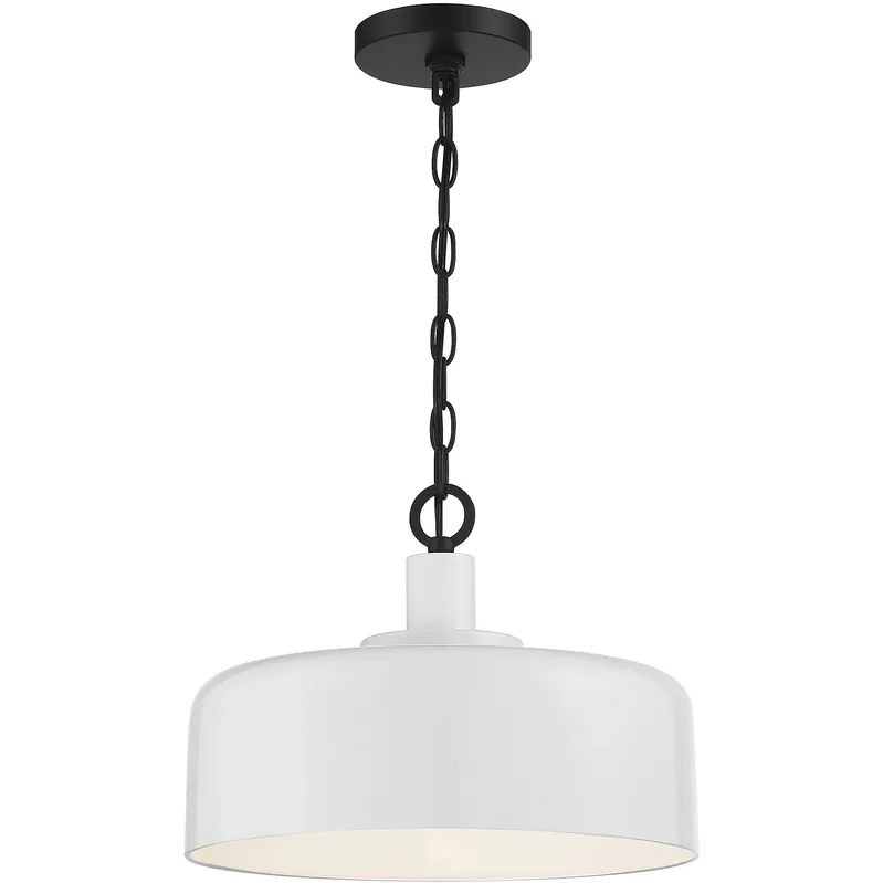 Farmhouse 1 Light 14 inch White with Black Pendant Ceiling Light Weekend Sale