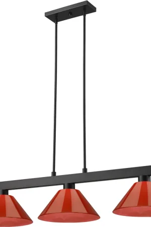 Cobalt 3 Light 46 inch Matte Black Billiard Ceiling Light in Red Sale