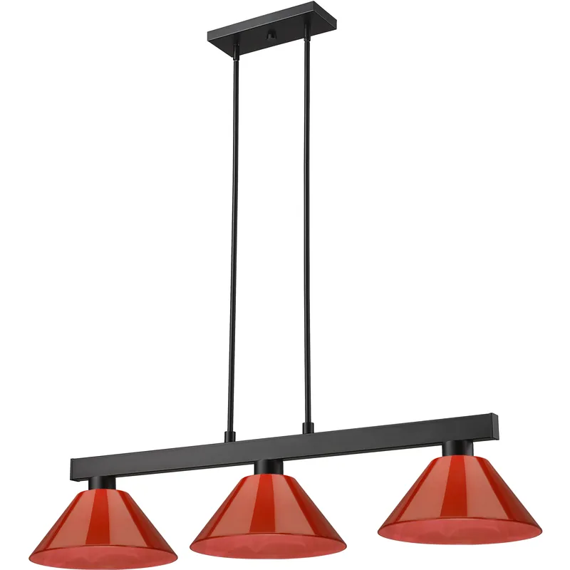 Cobalt 3 Light 46 inch Matte Black Billiard Ceiling Light in Red Sale