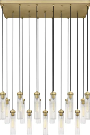 Beau 17 Light 42 inch Rubbed Brass Linear Chandelier Ceiling Light Super Sale