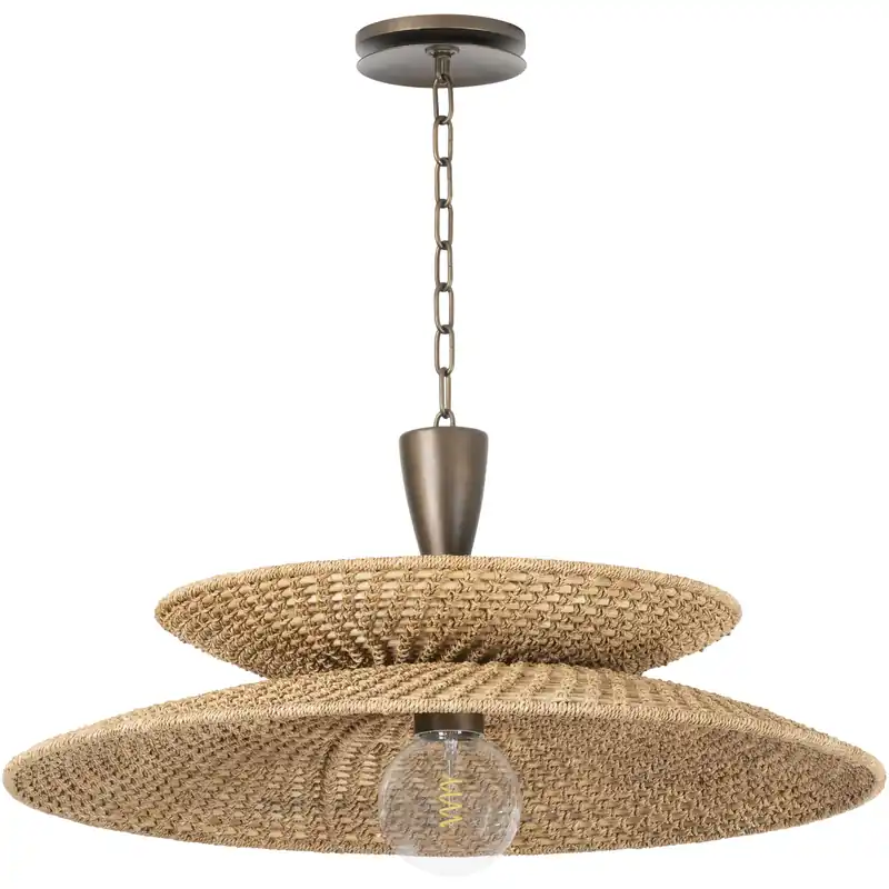 Landry 1 Light 30 inch Bronze Leaf Pendant Ceiling Light Next Day Delivery
