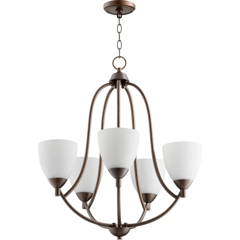 Final Sale Barkley 5 Light 24 inch Oiled Bronze Chandelier Ceiling Light in Satin Opal