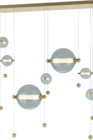 Abacus LED 49 inch Modern Brass Double Linear Pendant Ceiling Light in Cool Grey, Double Exclusive Offer