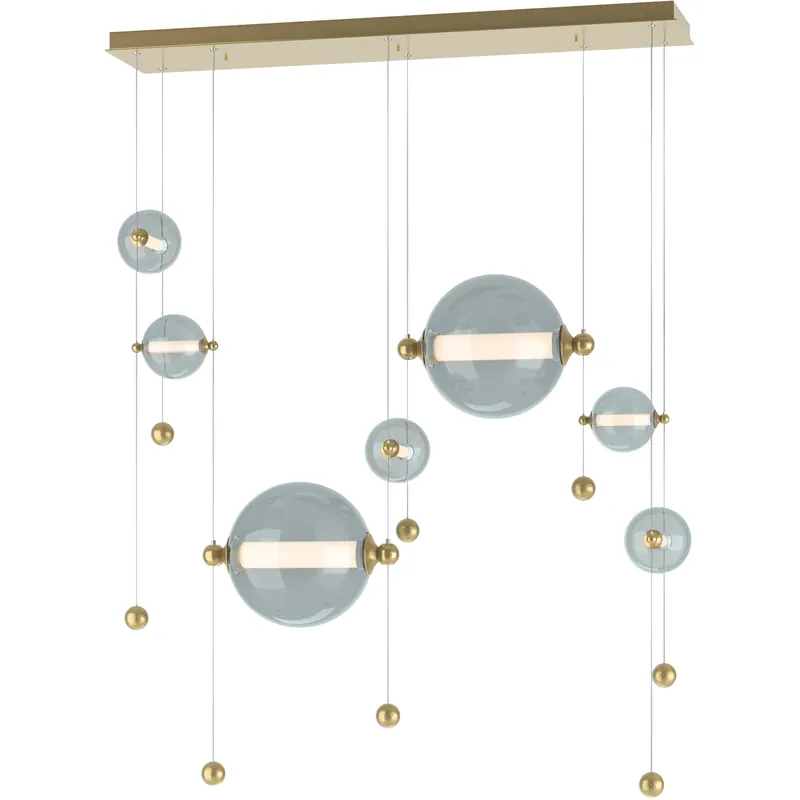 Abacus LED 49 inch Modern Brass Double Linear Pendant Ceiling Light in Cool Grey, Double Exclusive Offer