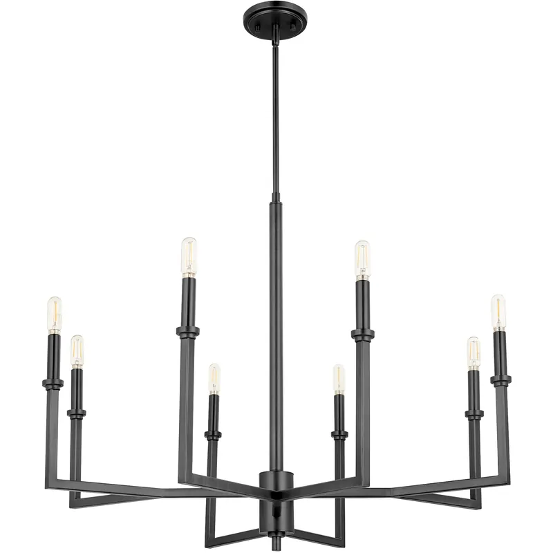 No Minimum Order Merrick 8 Light 32 inch Matte Black Chandelier Ceiling Light