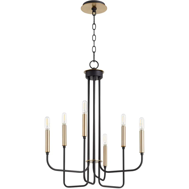 Hope 6 Light 18 inch Noir and Aged Brass Chandelier Ceiling Light Fan Favorite