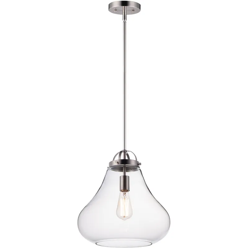 New Arrival Stella 1 Light 14 inch Satin Nickel Single Pendant Ceiling Light in Clear, Medium Base