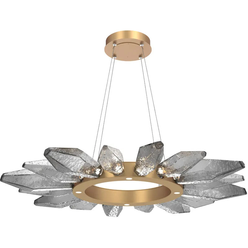 Rock Crystal LED 41.9 inch Novel Brass Chandelier Ceiling Light in Chilled Smoke, 2700K LED, Radial Ring Professional Grade