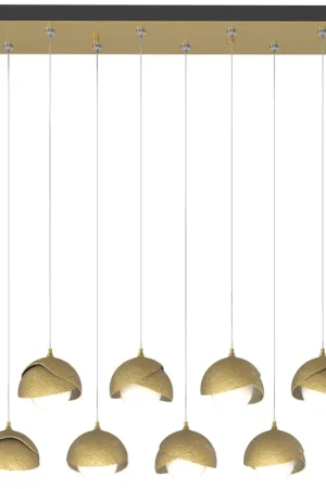 Brooklyn 10 Light 44.5 inch Modern Brass and Modern Brass Pendant Ceiling Light, Rectangular Editor’s Pick