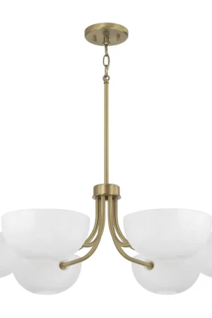 Clearance Reece 6 Light 34 inch Aged Brass Chandelier Ceiling Light