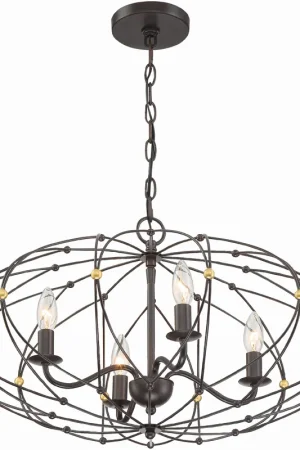 Zucca 4 Light 24.5 inch English Bronze and Antique Gold Chandelier Ceiling Light Order Now