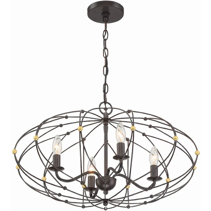 Zucca 4 Light 24.5 inch English Bronze and Antique Gold Chandelier Ceiling Light Order Now
