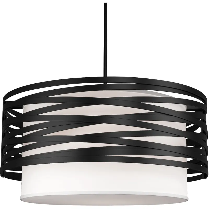 Tempest 1 Light 30.2 inch Matte Black Chandelier Ceiling Light in White Linen, Drum Markdown