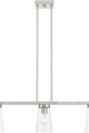 Cityview 3 Light 30 inch Brushed Nickel Linear Chandelier Ceiling Light Save Now