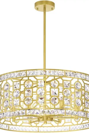 Belinda 6 Light 23 inch Champagne Drum Shade Chandelier Ceiling Light New Release