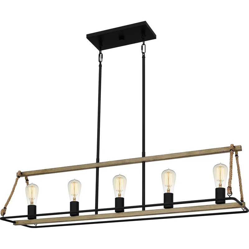 Oak Park 5 Light 42 inch Matte Black Island Light Ceiling Light Sale