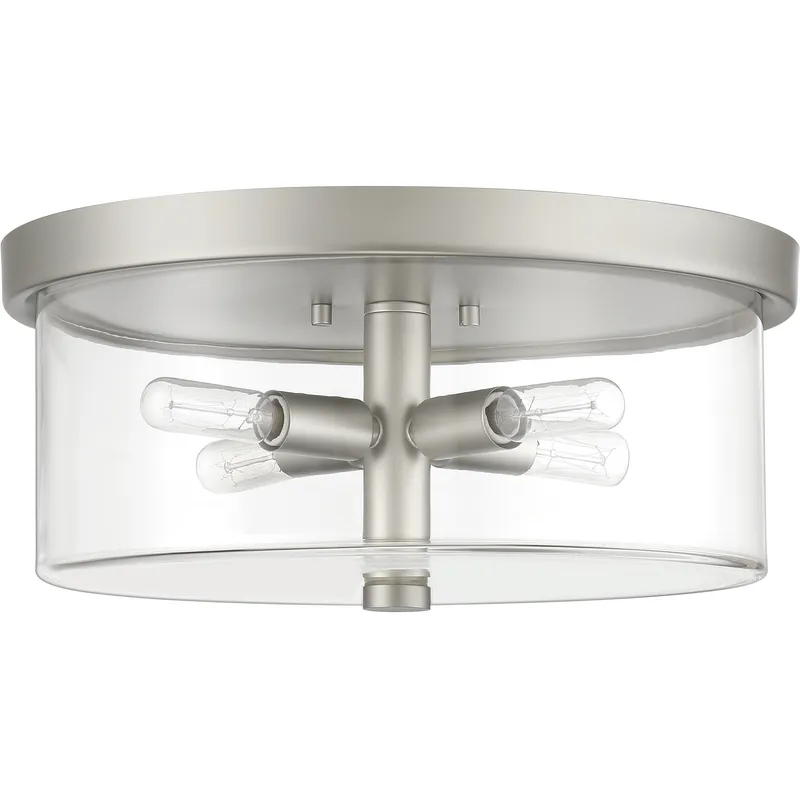 Exclusive Offer Hailie 4 Light 15 inch Satin Nickel Flushmount Ceiling Light