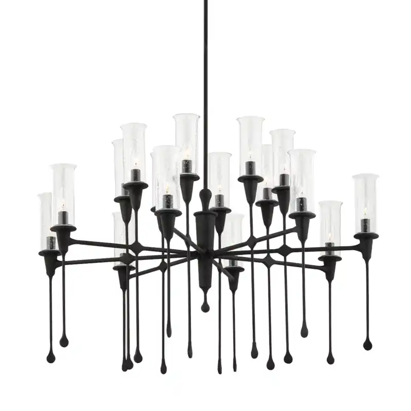 Today Only Chisel 16 Light 41.25 inch Black Iron Chandelier Ceiling Light