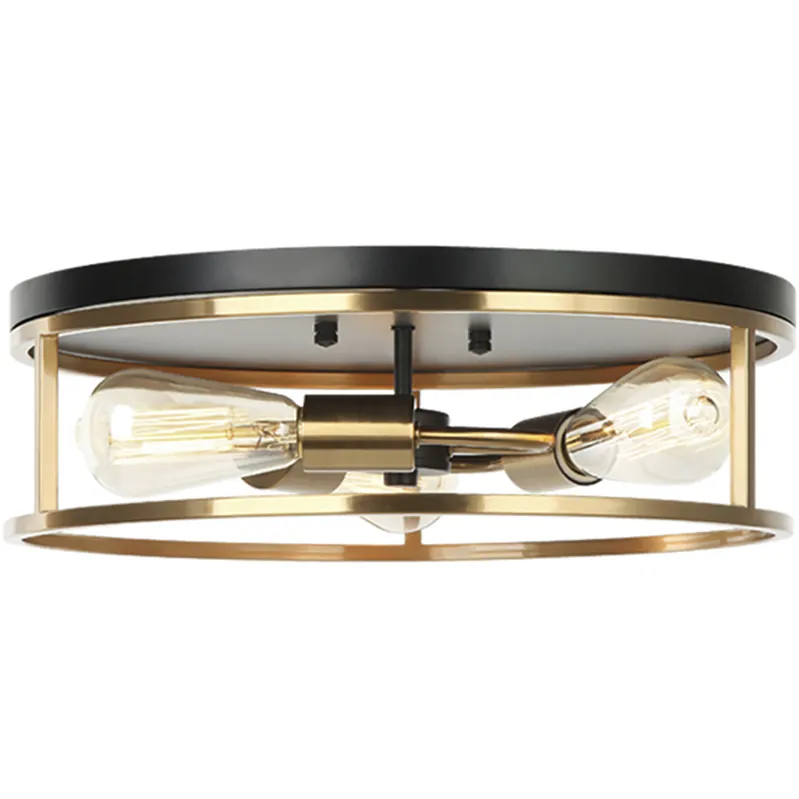 Knox 3 Light 16 inch Matte Black and Brass Flush-Mount Ceiling Light Buy Today