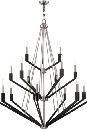 Beckett 18 Light 44 inch Brushed Nickel & Black Foyer Chandelier Ceiling Light No Minimum Order