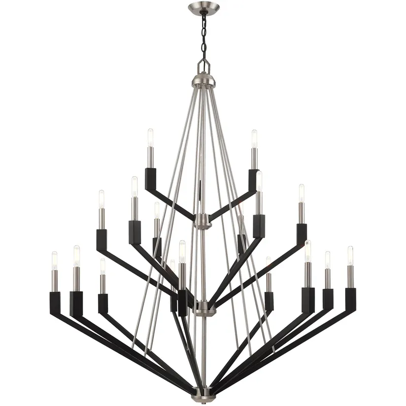 Beckett 18 Light 44 inch Brushed Nickel & Black Foyer Chandelier Ceiling Light No Minimum Order