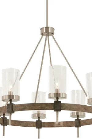 Bridlewood 8 Light 32 inch Stone Grey/Brushed Nickel Chandelier Ceiling Light Mega Sale