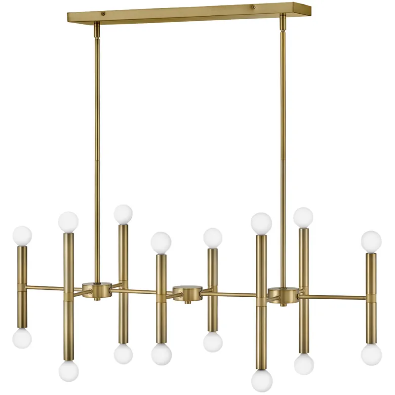 Millie LED 39 inch Lacquered Brass Chandelier Ceiling Light, Linear Modern