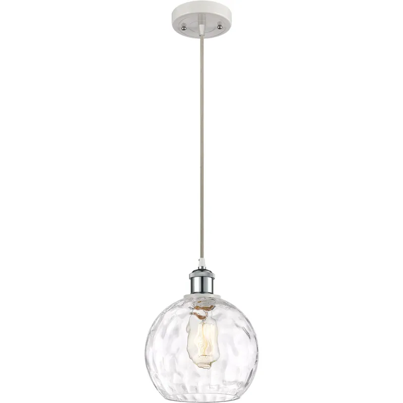 Buy Direct Ballston Athens Water Glass LED 8 inch White and Polished Chrome Mini Pendant Ceiling Light