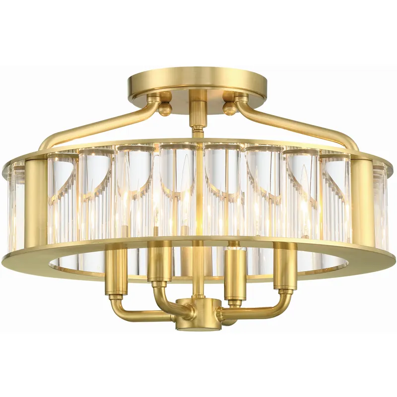 Next Day Delivery Farris 4 Light 16.5 inch Aged Brass Semi Flush Ceiling Light