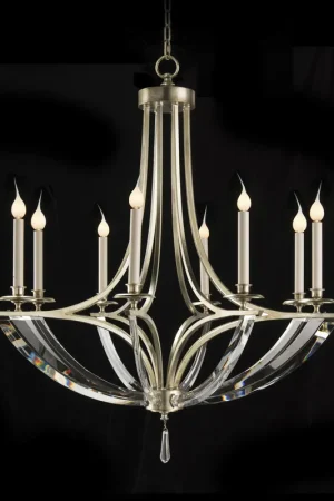Bent 8 Light 39 inch Silver Leaf Chandelier Ceiling Light Hot Picks