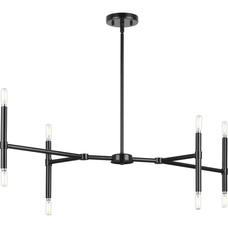 While Supplies Last Arya 8 Light 40 inch Matte Black Linear Chandelier Ceiling Light, Design Series
