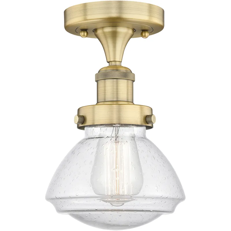Olean 1 Light 6.5 inch Brushed Brass Semi-Flush Mount Ceiling Light Buy Today