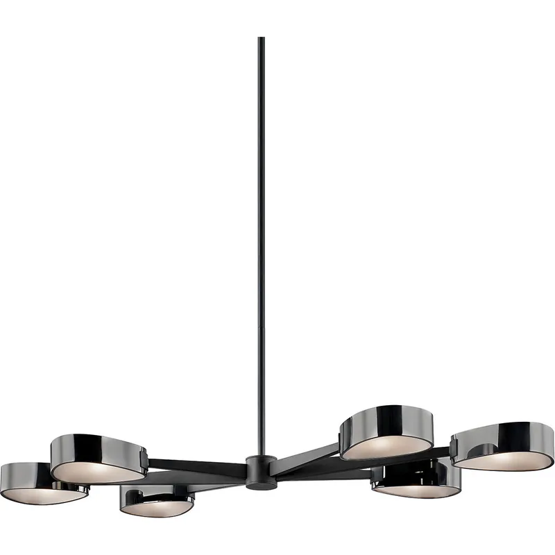 Allisio 6 Light 49 inch Textured Black/Black Chrome Linear Pendant Ceiling Light Secure Checkout