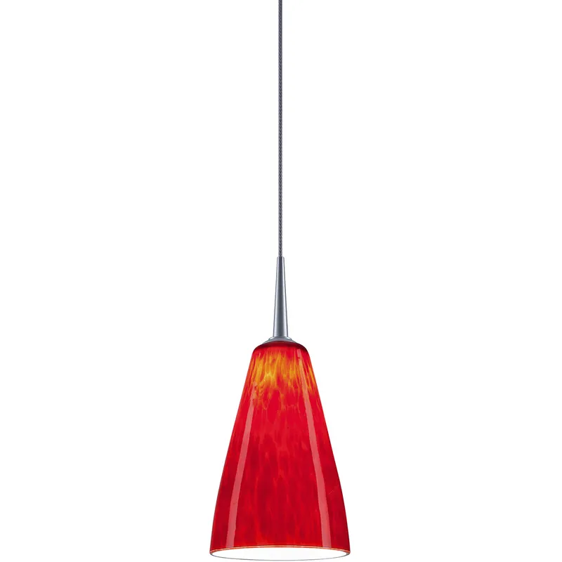 Zara 1 Light 3.9 inch Matte Chrome Pendant Ceiling Light in Red Glass Big Sale