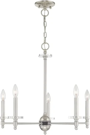 Bennington 5 Light 25 inch Brushed Nickel Chandelier Ceiling Light Free Delivery