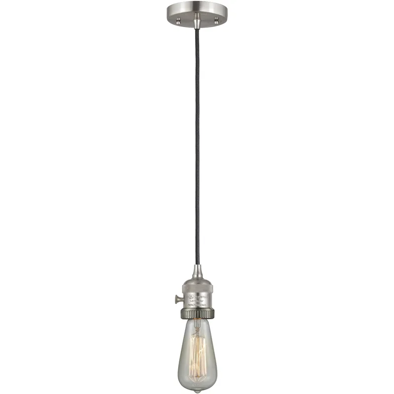 Franklin Restoration Bare Bulb 1 Light 2 inch Brushed Satin Nickel Mini Pendant Ceiling Light in Incandescent Final Sale