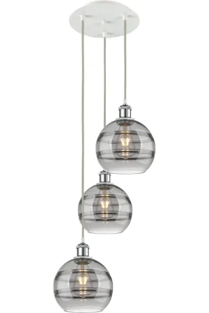 Ballston Rochester 3 Light 14.5 inch White Polished Chrome Cord Hung Multi Pendant Ceiling Light Premium