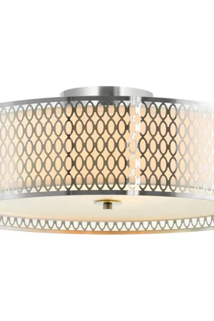 Best Price Mikayla 5 Light 22 inch Satin Nickel Drum Shade Flush Mount Ceiling Light