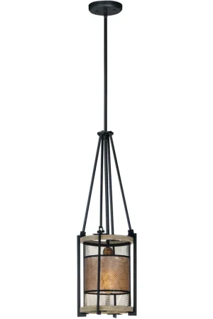 Boundry 1 Light 9 inch Black/Barn Wood/Antique Brass Single Pendant Ceiling Light Handmade
