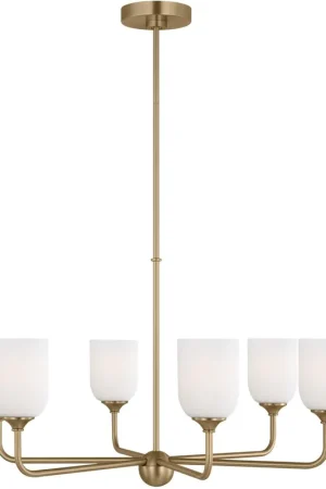 Affordable Emile 6 Light 30 inch Satin Brass Chandelier Ceiling Light