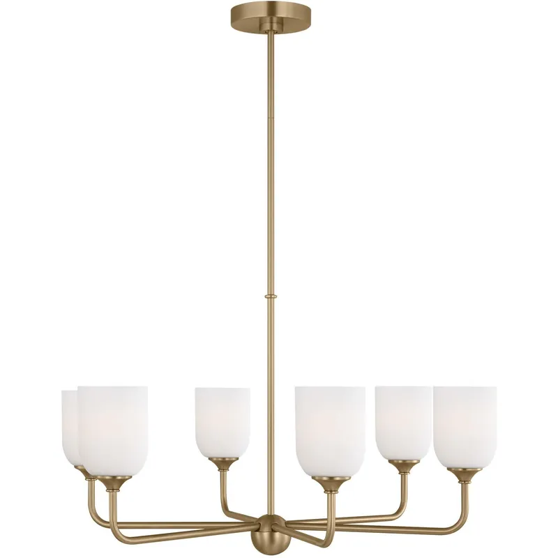 Affordable Emile 6 Light 30 inch Satin Brass Chandelier Ceiling Light