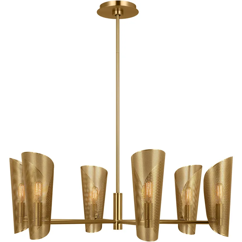 While Supplies Last Christiane Lemieux Plivot 6 Light 32 inch Burnished Brass Chandelier Ceiling Light
