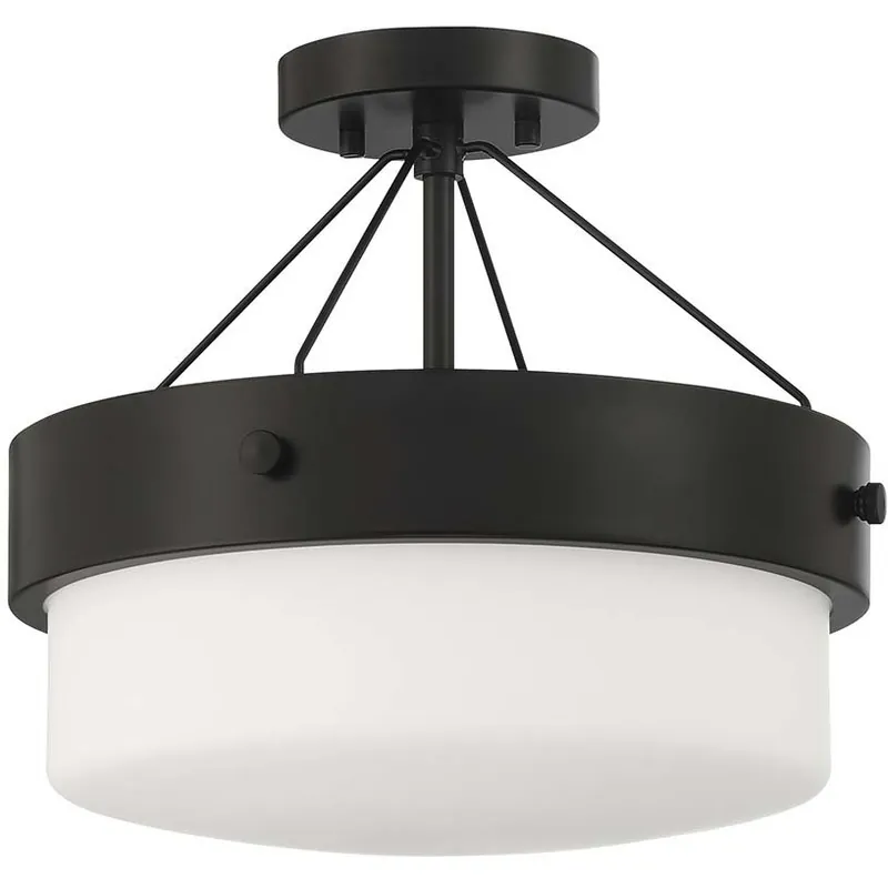 Handmade Oak Street 2 Light 13 inch Flat Black Convertible Semi Flush Ceiling Light