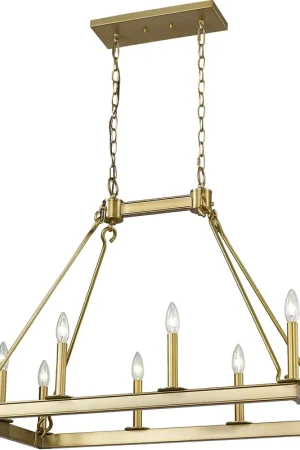 Barclay 10 Light 34 inch Olde Brass Linear Chandelier Ceiling Light Genuine