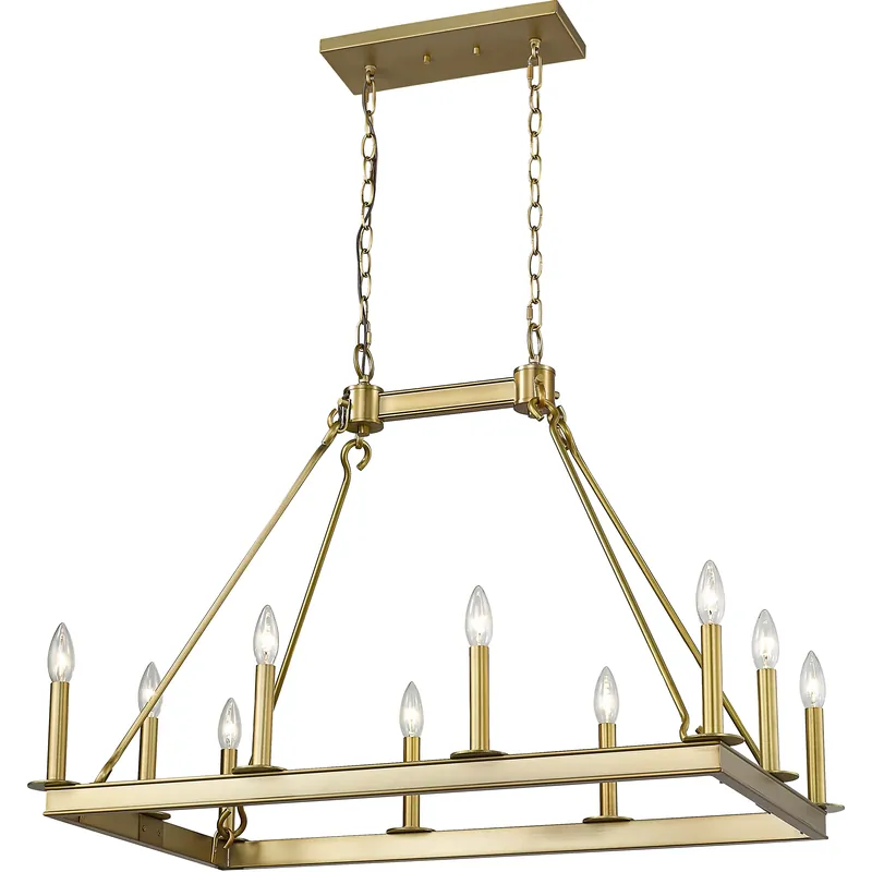 Barclay 10 Light 34 inch Olde Brass Linear Chandelier Ceiling Light Genuine